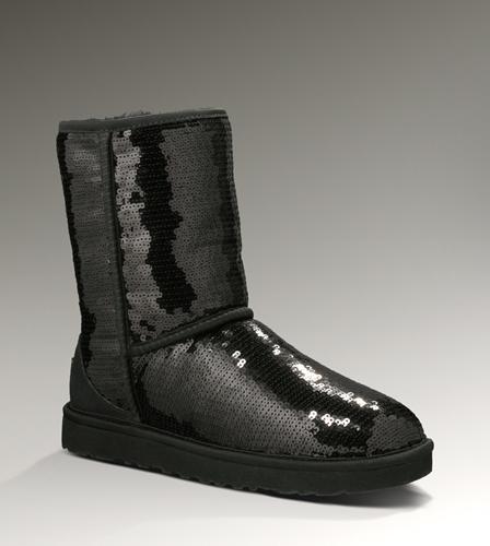 Ugg Outlet Classic Short Sparkles Black Boots 145639