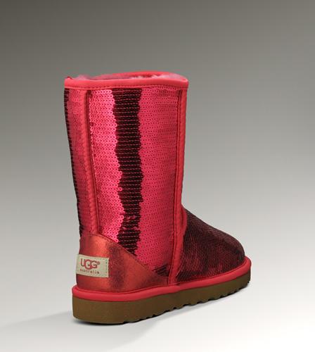 Ugg Outlet Classic Short Sparkles Red Boots 879653