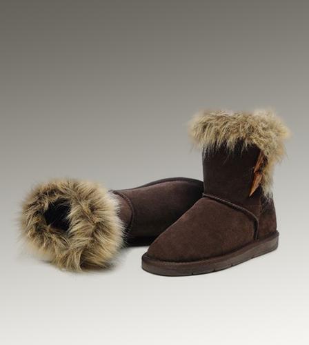 Ugg Outlet Fox Fur Short Chocolate Boots 915430