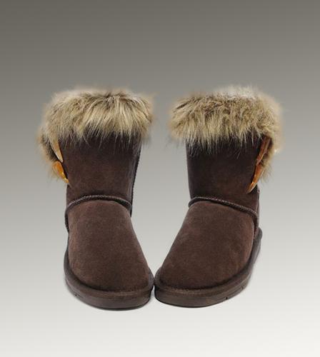 Ugg Outlet Fox Fur Short Chocolate Boots 915430