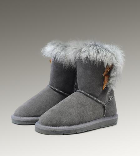 Ugg Outlet Fox Fur Short Grey Boots 134089