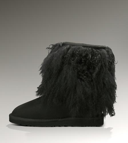 Ugg Outlet Sheepskin Cuff Short Black Boots 235916