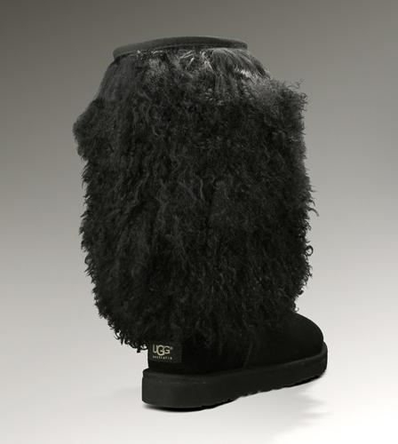 Ugg Outlet Sheepskin Cuff Tall Black Boots 501739